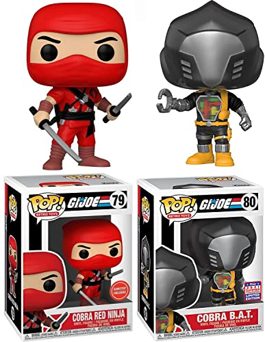 Fighting Man G.I. Joe Adventure Teams Figure Cobra Pop! Bundled with B.A.T. FunKon Exclusive + Red Ninja 2 Items