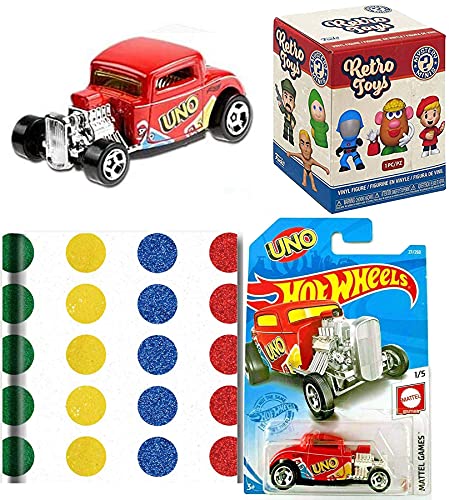 Twisted Retro Ford '32 Hot Rod Car Uno Bundled with Toys Minis Figure Blind Box + Game Blank Journal Twist Pop Culture 3 Items