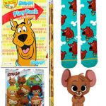 Bone Scooby Morning Cartoon Tom & Jerry Mouse Plush Figure Character Bundled with Hanna-Barbara Pack Scooby-Doo Dog Socks + Mystery Inc. Friends Clip Bag Hanger + Activity Book Stickers Pencil 5 items