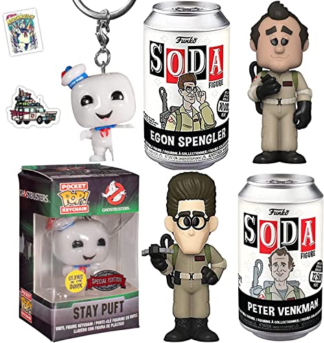 Minis Ghostbusters Movie Bill Murray Figure Soda Venkman + Stay Puft Marshmallow Exclusive Bundled with Peter Can + Egon Spengler & Character Stickers 3 Items Who ya Gonna Call?