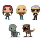 Funko Pop! Jurassic World Dominion - Set 5 - Set 2: Dr. Ian Malcom, Ellie Sattler, Maisie, T.Rex and Velociraptor (Blue & Beta)