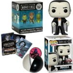 Horror Exclusive Universal Monsters Pop Figure Bundled with Classic Dracula Vinyl Character + Mini Blind Box Creature + Studio Capsule + Silver Screen Trading Cards 4 Items