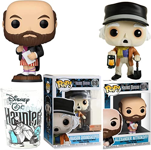 Grounds Keeper Haunted Mansion Attraction Ghosts Disney Portrait Figures Bundled with Characters Spooky Alexander Nitrokoff + Groundskeeper Pop! Exclusive + Fright Ride Hitchhiking Spirits 3 Items