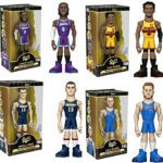 Gold Basketball Star Figure Legends Collection Bundled with NBA Court Trae Young Atlanta & Lebron James Laker + Luka Doncic Dallas + Nikola Jokic 4-Items Player Set
