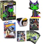 Queen Baddies Disney Villains Pop! Maleficent Exclusive Blacklight Vinyl Evil Ones Bundled with Villainous Character Queen + Car Wicked Cruella De Vil 101 Dalmations & Playing Card Pack Deck 4 Items