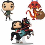 Funko Disney: POP! Mulan Collectors Set - Mulan on Khan, Mulan as Ping, Mushu with Gong