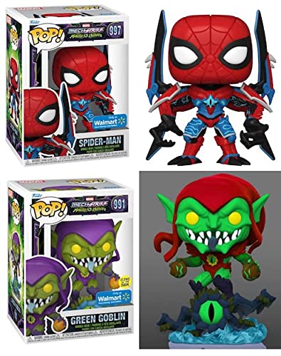 Chasing Robotic Monsters Funko Pop! Marvel Bundle: Mech Strike Monster Hunters Exclusives GITD Green Goblin 991+ Spider-Man 997 (2 POPS!)
