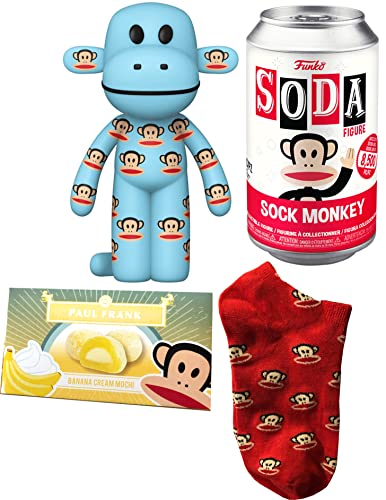 Frank Monkey Figure Sock Soda Character 4" Can Bundled with Paul Banana Pack Fun 3 Items