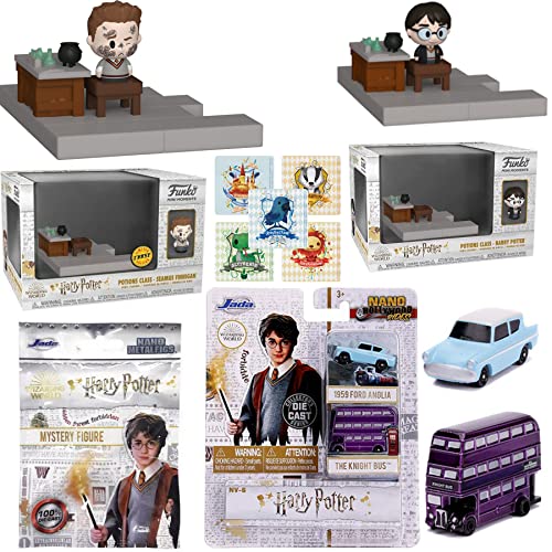Spell-A-Day Harry Potter Mini Moments Figure Pop! Fun Bundled with Ultimate Spell Potions Class Chaes Seamus & Harry + Nano Blind Bag + Die-Cast Car & Bus Hollywood + House Stickers 5-Magical Items