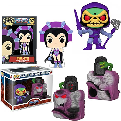 Skull Evil Masters of The Universe Funko POP! Bundle: Snake Mountain Deluxe Town Skeletor + Evil-Lyn Character Display 2 Items