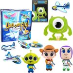 Fly Story Toy Figure Pop! Display Character Disney You Can Fly Bundled with Mike Wazowski Monsters Inc. Big Display Pin + Woody &+ Buzz Lightyear + Alien Mini Plush Fig Game - 5 Items