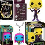 Ghost Nightmare Before Christmas Figure Scary Jack Character Pop! Blacklight Skellington Bundled with Halloween town Key Pin Blind Box & Sally Black Light Hanger + Trading Cards Frightfully Fun 4 item
