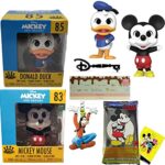 Pals N' Friends Magic Mini Disney Figures Bundled with Donald Duck & Mickey + Goofy Hanger + Souvenir D Icon + Mickey Mouse Trading Cards 5-Items