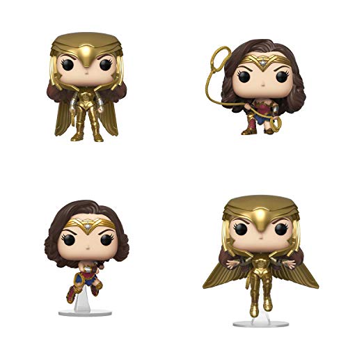 Funko Heroes: POP! Wonder Woman 1984 Collectors Set - Gold Power Pose, Gold Flying Pose, Wonder Woman with Lasso, Wonder Woman Flying