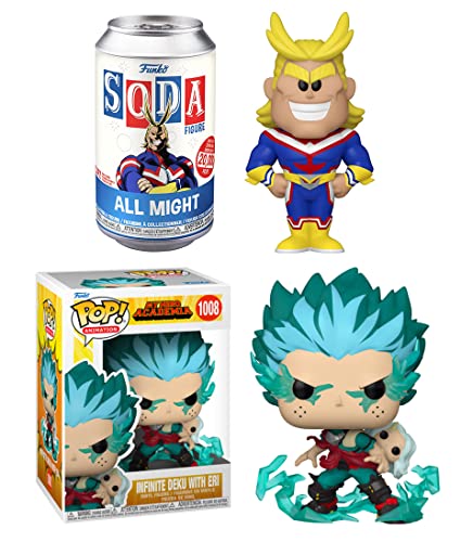 The School of Battles Bundle- Funko Pop! Animation My Hero Academia: Infinite Deku with Eri 1008 + All Might Funko Soda Figure (of 20,000 Chance for Chase) 2 Items