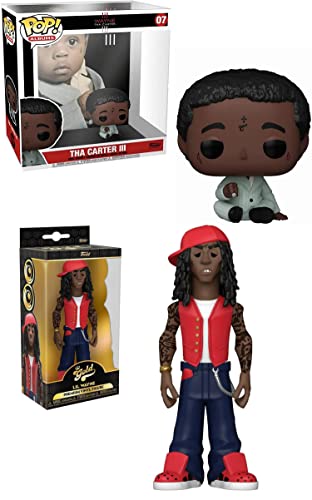 Hip Hop Icon and Tha Carter Mastermind Lil Wayne Funko Bundle: Pop! Albums Tha Carter III + Funko Gold Lil Wayne Premium Vinyl Figure 2 Items