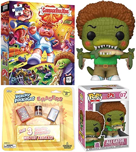 Garbage Alligator GPK Pop! Figure Ali Gator Pail Kids Bundled with Yucky Puzzle Gross Atom Bomb Image Challenge + Wacky Packs Mini 3 Items