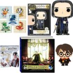 Snape Spells Pop! Character Bundled with Harry Potter Mini Chibi + Severus Display pin Fig + House Stickers + Charms Book + Mini Figure Blind Bag 5-Items Snape Spells Pop! Character Bundled with Harry Potter Mini Chibi + Severus Display pin Fig + House Stickers + Charms Book + Mini Figure Blind Bag 5-Items