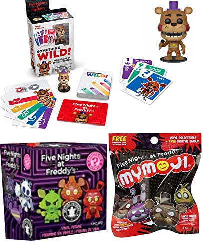 Happy Creepy Game Figure Pizzeria Five Nights at Freddy's Simulator Bundled with Twisted Ones Mini Character FNAF + Mymoji Blind Bag Mini + Something Wild Card Fred Bear Game 3 Terrifying Items