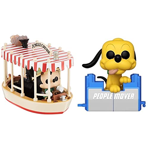 Funko Pop! Rides: Jungle Cruise - Skipper Mickey with Boat & Pop! Disney: Walt Disney World 50th - Pluto on The People Mover, Multicolor
