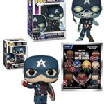 Cap's Future is Grim Marvel Funko Pop Bundle: What If...? Zombie Captain America Funko Store Exclusive 948 + John F. Walker 811 + The Falcon and The Winter Soldier Figural Bag Clip (3 Figures)