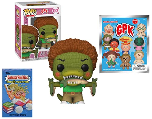Icky 80's Craze Garbage Pail Kids Funko Pop! Bundle: Ali Gator 07 + Bonus GPK Figural Bag Clip Bag 2022 Tops Garbage Pail Kids Book Worms 8 Pack Stickers Acme Amy Bony Tony 3 Item Set