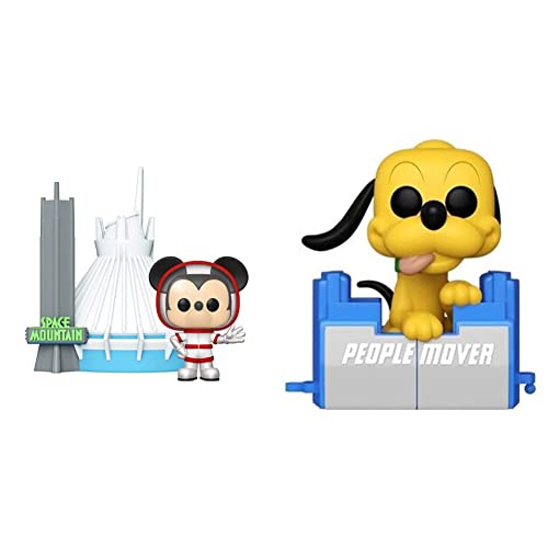 Funko Pop! Town: Walt Disney World 50th - Space Mountain and Mickey Mouse, Amazon Exclusive & Pop! Disney: Walt Disney World 50th - Pluto on The People Mover, Multicolor