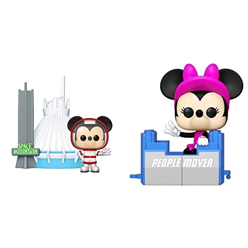 Funko Pop! Town: Walt Disney World 50th - Space Mountain and Mickey Mouse, Amazon Exclusive & Pop! Disney: Walt Disney World 50th - Minnie Mouse on The People Mover, Multicolor