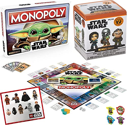 Only The Mandalorian Rise Star Wars Exclusive Bundled with Mini Figure Pop! Figure + Compatible with Monopoly Child Baby Yoda + Sticker Last Jedi Galaxy Fun 3 Items