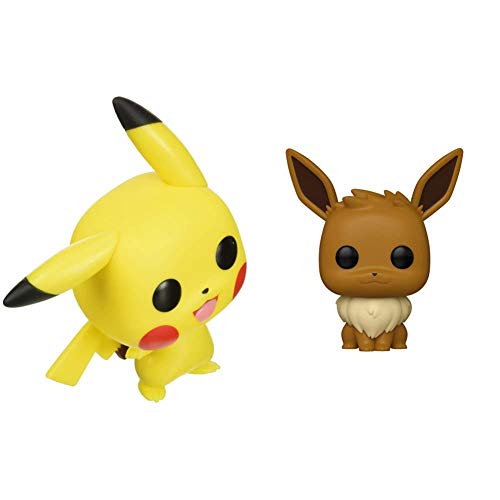 Funko Pop! Pokemon - Pikachu (Waving) Vinyl Figure & Pokemon - Eevee Multicolor, 3.75 inches
