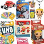 Toy Toys Mini Figure Stretch Armstrong Pocket Pop! Hanger Bundled with Compatible with Mattel Games Matching Uno Retro Edition Cards + Red Ford Die-Cast Car + Blind Box Throw Back Classics 5 Items