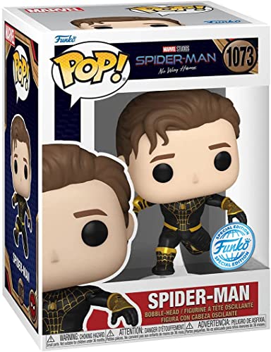 Funko Pop Marvel's Spiderman No Way Home: Spiderman (Black/Gold) (Unmasked) Figure (AAA Anime Exclusive)