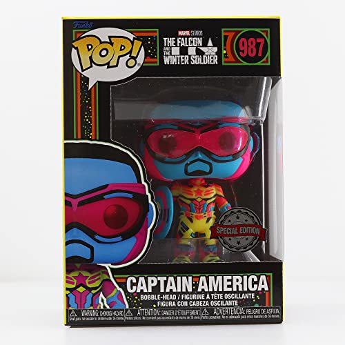 Funko Pop! Marvel Black Light Vinyl Figure Collection MCU Glow Toy (Captain America (Sam Wilson))