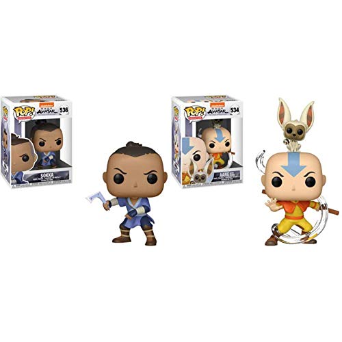 Funko Pop! Animation: Avatar - Sokka Toy, Multicolor & POP! Animation: Avatar - Aang with Momo