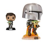 Funko Pop! Star Wars: The Mandalorian - The Mandalorian (Din Djarrin) Holding The Child (Grogu) Vinyl Bobblehead & Pop! Star Wars: The Mandalorian - Mandalorian Flying with The Child Grey Funko Pop! Star Wars: The Mandalorian - The Mandalorian (Din Djarrin) Holding The Child (Grogu) Vinyl Bobblehead & Pop! Star Wars: The Mandalorian - Mandalorian Flying with The Child Grey