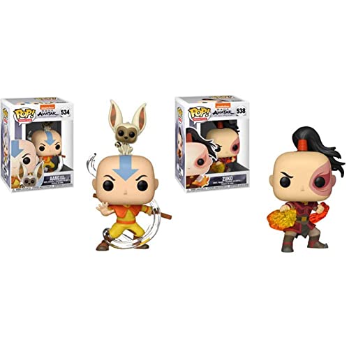 Funko POP! Animation: Avatar - Aang with Momo, Multicolor, Standard & Animation: Avatar - Zuko (Styles May Vary), Multicolor, Standard