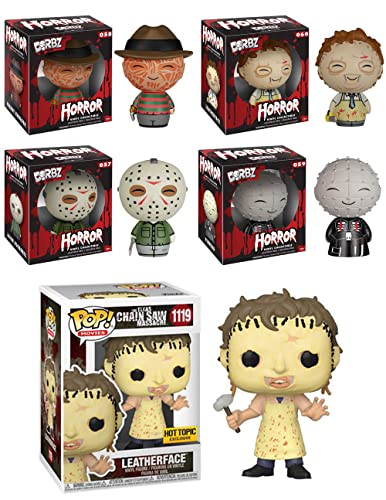All The Modern Classics Horror Funko Pop! Bundle: Funko Dorbz Set of 4 (Jason, Freddy, Pinhead & Leatherface) + Funko Pop! Movies: Texas Chainsaw Massacre - Leatherface Exclusive 1119 (5 Items)