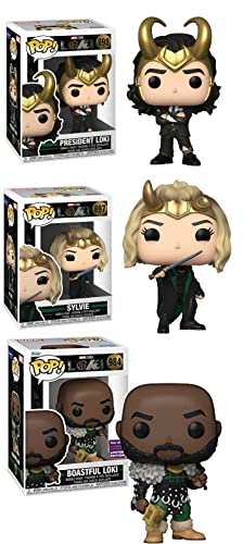 Look Out for The Variants Funko Bundle: Funko Pop! Marvel Studios Loki: Boastful Loki 984/ President Loki 898/ Sylvie 897 (3 Pop!s)