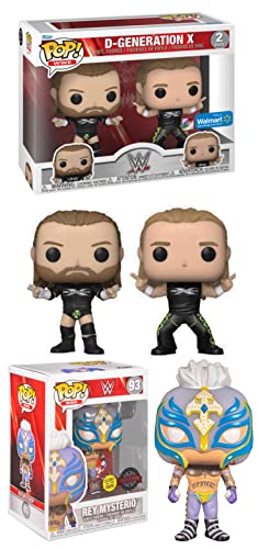 The Ring is On Fire! WWE Funko Pop! Bundle: Rey Mysterio Glow in The Dark Exclusive 93 + D- Generation X Exclusive 2 Pk Triple H + Shawn Michaels (3 Legend Figures)