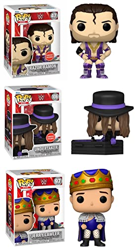 Look at These Tough Talkers WWE Funko Pop! Bundle: Jerry Lawler 97 + Razor Ramon Metallic Purple Outfit Exclusive 47 + The Undertaker Store Exclusive 106 (3 Pops!)