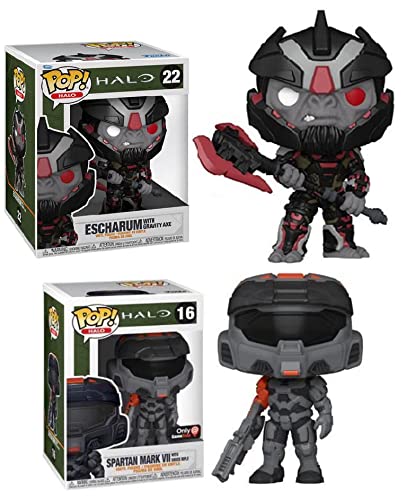 Master Chief Gave Orders Funko Pop! Games Halo Bundle - Spartan Mark VII W/ Shock Rifle Store Exclusive 16 + Halo Jumbo 6" Escharum with Gravity Axe 22 (2 Items)