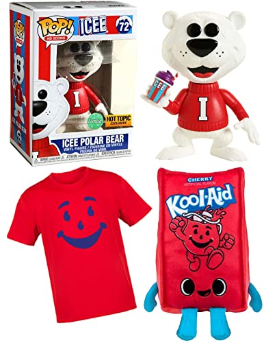 Frozen Bear Pop! Figure Character Ad Icons ICEE Polar Bundled with Packet Kool Red Punch Plush + Brick Wall Drink Face Shirt Oh Yea! 3 Items