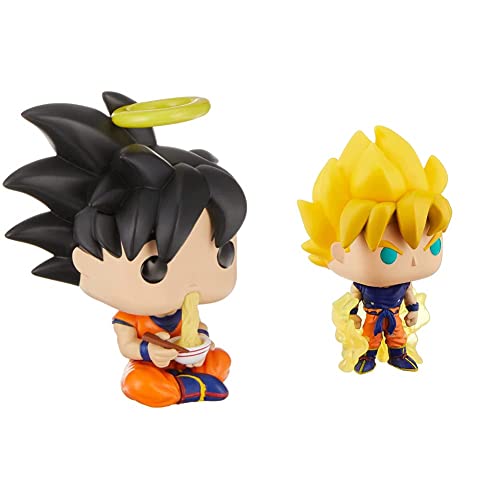 Funko Pop!: Dragonball-Z - Goku Eating Noodles, Amazon Exclusive, Multicolor & Pop! Animation: Dragonball Z - Super Saiyan Goku (First Appearance), Multicolor (48600), 3.75 inches
