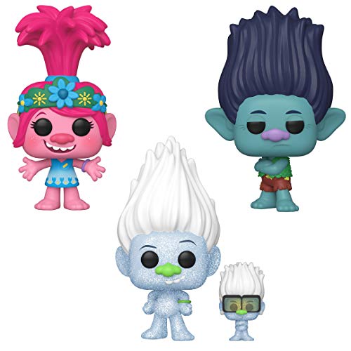 Funko Movies: POP! Trolls World Tour Collectors Set 1 - Poppy, Branch, Hip Hop Guy Diamond with Tiny