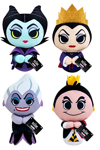 Funko - Disney Villains - Maleficent, Queen Grimhilde, The Queen of Hearts, and Ursula. - Plush Figures - Set of 4 - 4 Inch