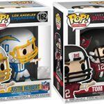 Charge Football Figure Pop! Quarterback Classic Justin Herbert & Tom Brady 2-Pack Rookie and Veteran Collection Sports Action