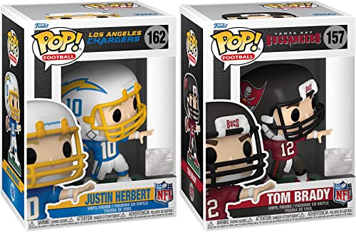 Charge Football Figure Pop! Quarterback Classic Justin Herbert & Tom Brady 2-Pack Rookie and Veteran Collection Sports Action