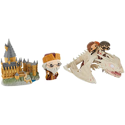 Funko Pop! Town: Harry Potter 20th Anniversary - Dumbledore with Hogwarts & Pop! Rides: Harry Potter - Gringotts Dragon with Harry, Ron, and Hermione, Vinyl Figure