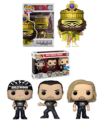 When Bad Guys were Bad! WWE Funko Pop! Bundle: New World Order Exclusive 3 Pack Hulk Hogan/ Scott Hall/ Kevin Nash + Wrestle Mania VI Exclusive Macho Man Randy Savage 112 (4 Pops!)