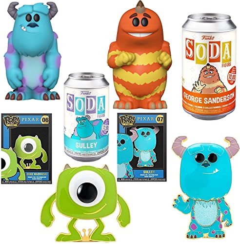 Form of Monster Kingdom Inc. Figure Soda George Sanderson Bundled with Pop! Display Character Disney pin! Bundled with Sulley + Mike Wazowski + Sulley Blue Vinyl Can 4-Items